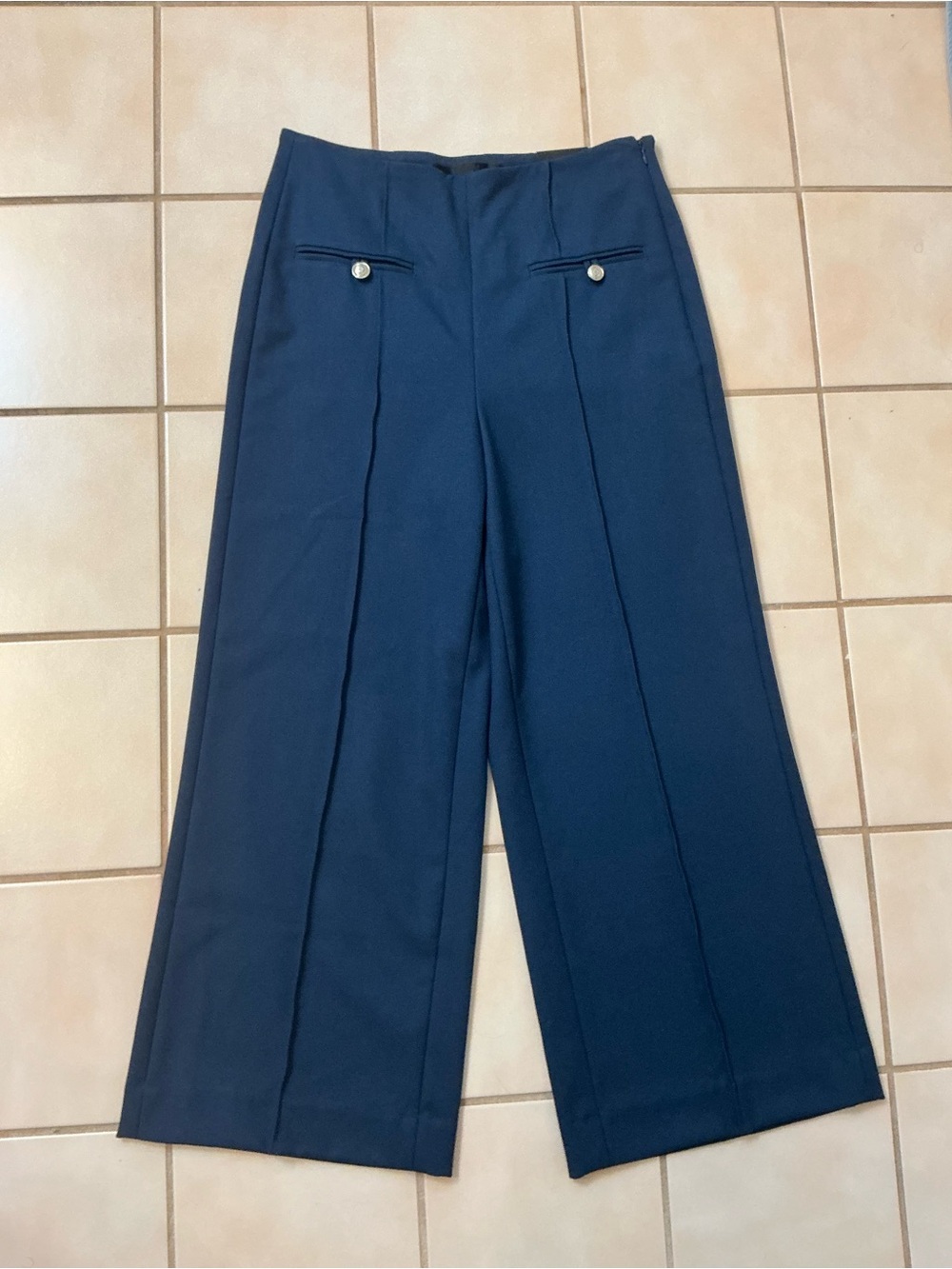 White House Black Market Cropped Wide Leg Pants Sz 4 Admiral Blue NWT!